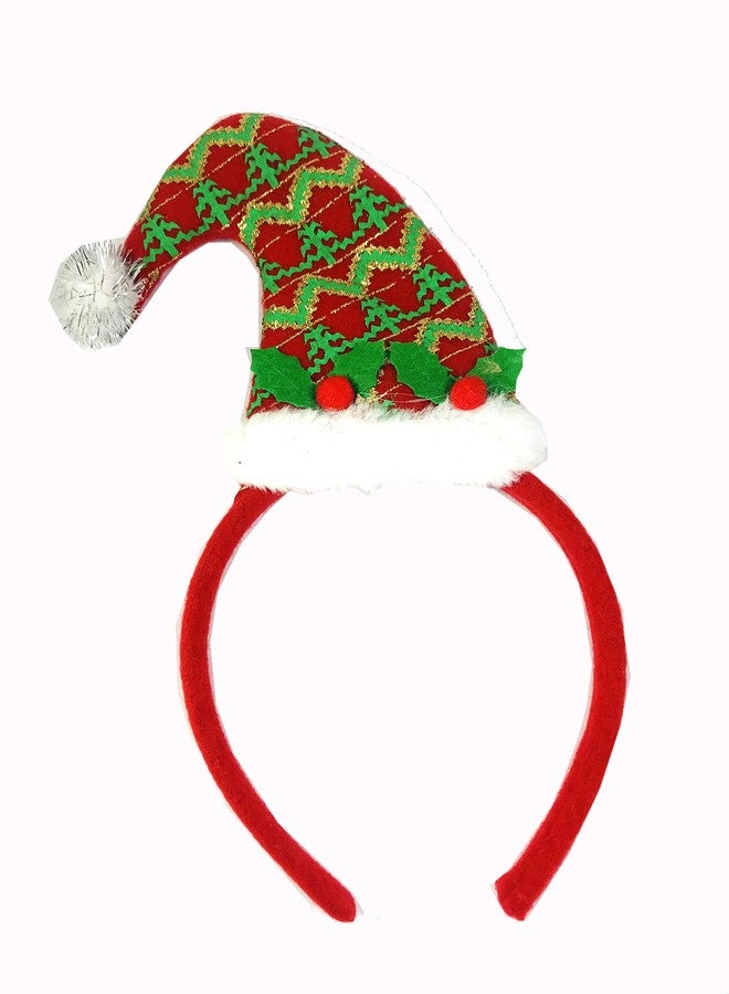 Evisha Fabric Reindeer and Santa Cap Shape Hairbands for Christmas Prop (Red) - Image 4
